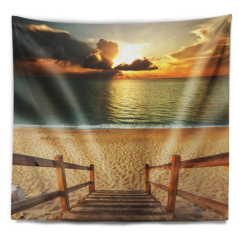 Tapisserie de plage sandy boardwalk bridge, H 50 po x l 60 po