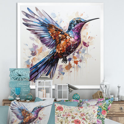 Blue And Brown Vibrant Hummingbird Flight - Hummingbird Animal Wall Art