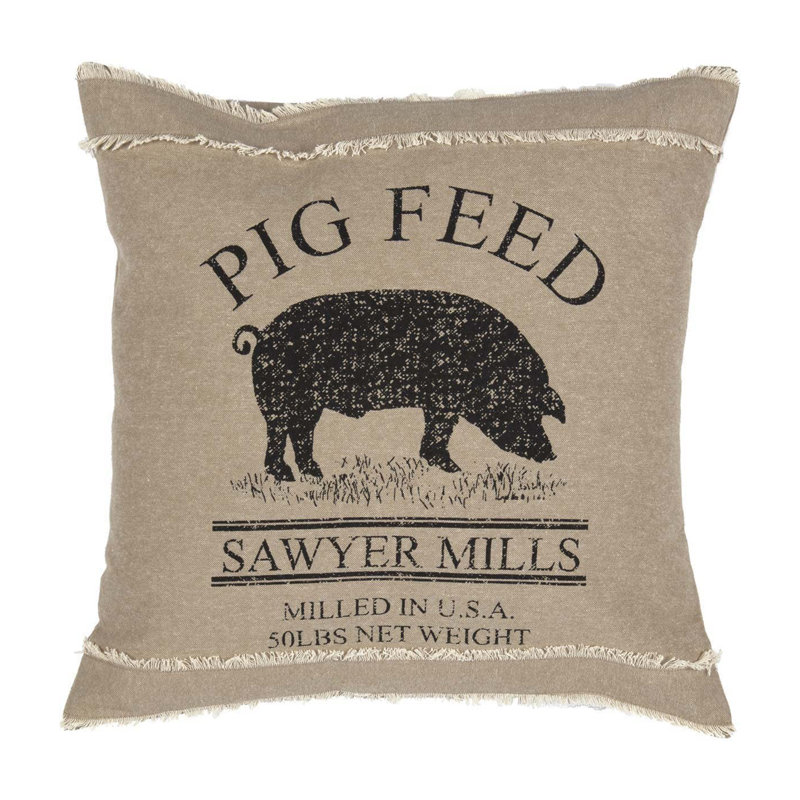 Sawyer Mill Fringed Cotton Reversible Throw Pillow