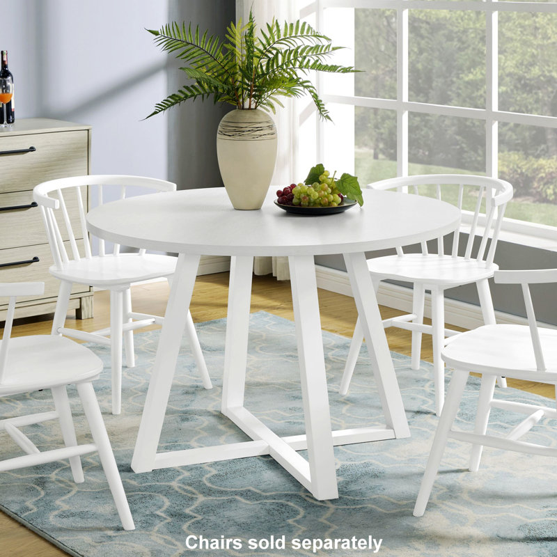 Edo 45'' Round White MDF Dining Table with Trestle Base