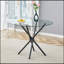 Table circulaire en verre trempé transparent avec pieds entrelacés en métal noir pour un décor moderne et minimaliste-1597896840