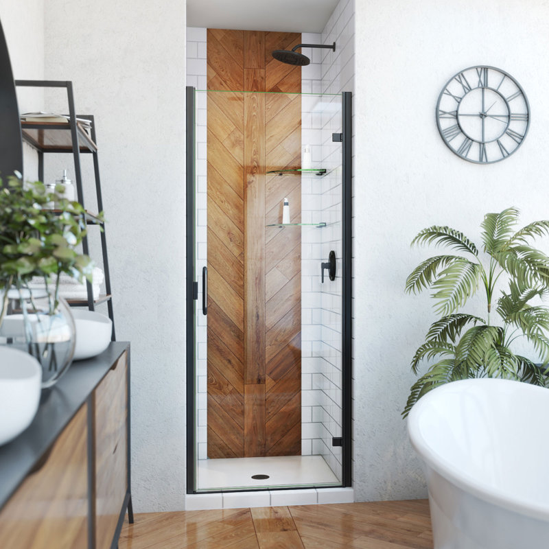  Porte de douche battante semi-sans cadre L 30 à 31 po x H 72 5/8 po DreamLine, Noir mat, 31"
