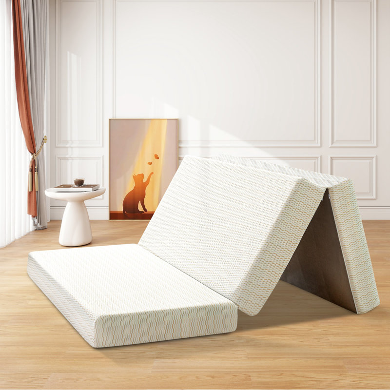  Alwyn Home & Tri-Fold 6'' Memory Foam Folding Murphy Bed Mattress With Washable Cover, Full