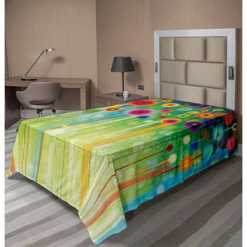 Multicolore Ambesonne, Drap plat pour lit simple
