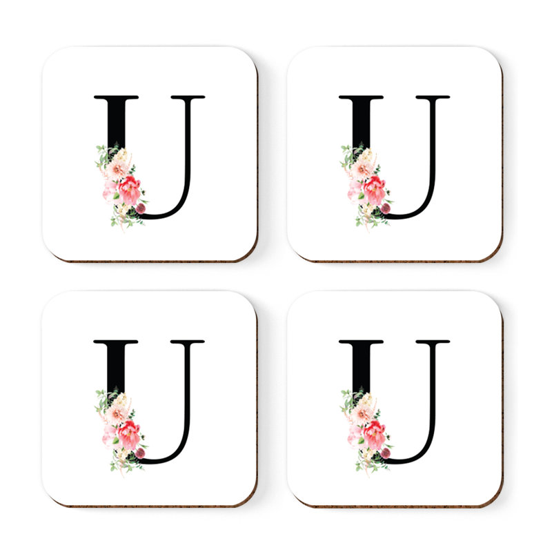 Sous-verre à motif floral rosé, U