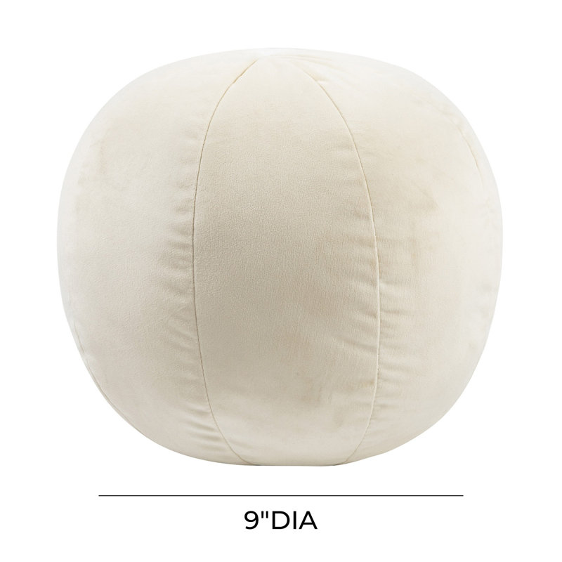 Cream Velvet Round Decorative Throw Pillow