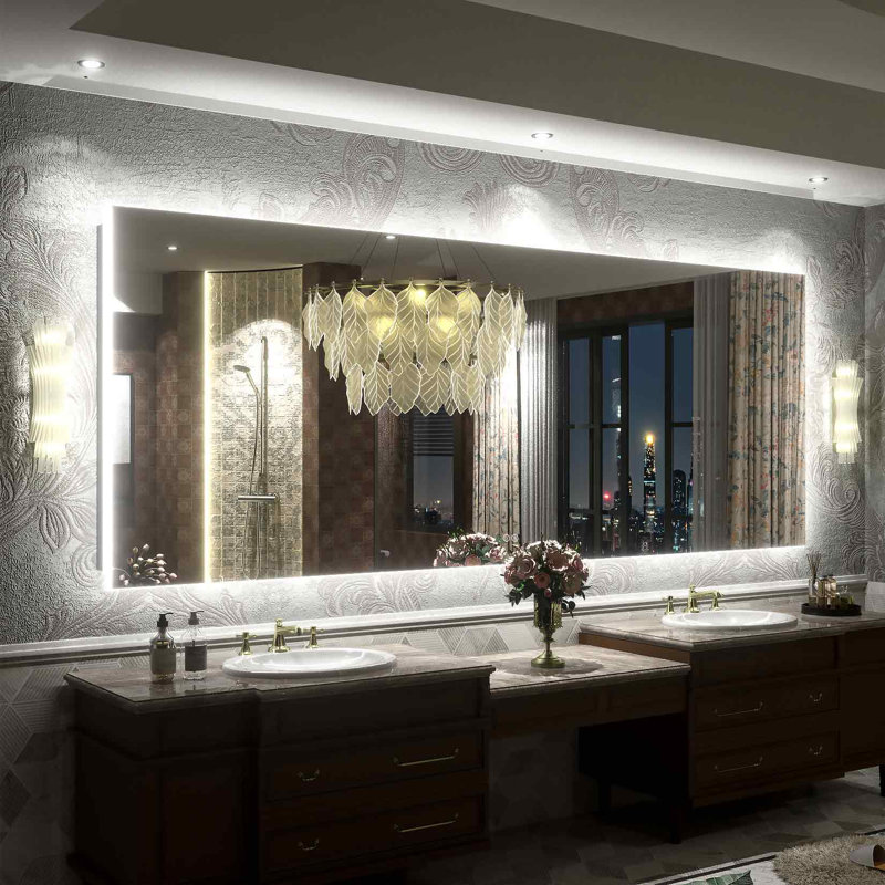 Wayfair Basics® UL Certified LED Anti-Fog Tempered Glass Bathroom/Vanity Mirror, 96" x 36"