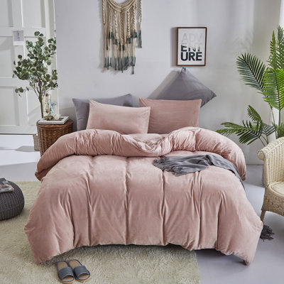 Velvet Comforter Flannel 3 PCs Bedding Set Farmhouse Warm Bed Comforter Set