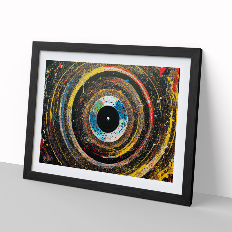 Vinyl Record Abstract Painting Vol.1 - Framed Print, Black, 46cm H x 64cm W x 2cm D