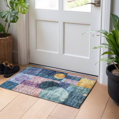Tapis bleu intérieur / extérieur lavable à la machine Segin ACN1114