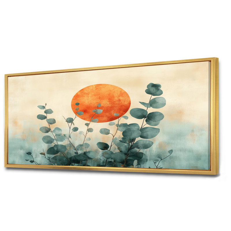 Art mural eucalyptus, toile botanique sauge, éclipse d'eucalyptus, H 28 po x l 60 po, Cadre flottant doré
