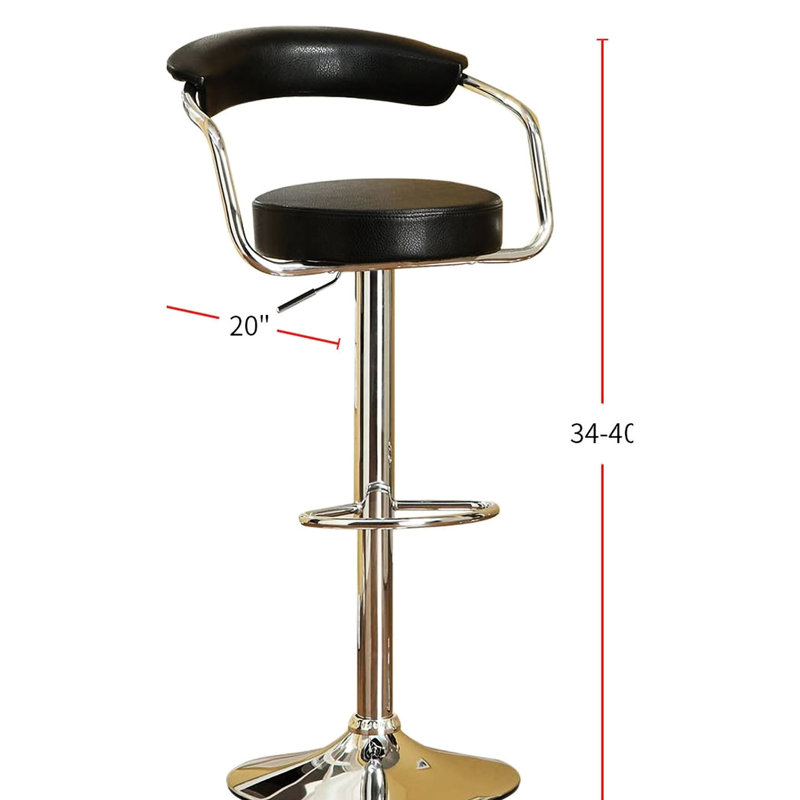 Chaise contemporaine à hauteur de comptoir noire avec fonction pivotante et siège réglable pour la cuisine