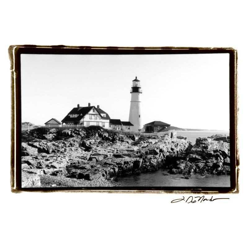 Portland Headlight II On FAP by Laura DeNardo - Wrapped Canvas Painting, 20cm H x 30cm W x 3.8cm D