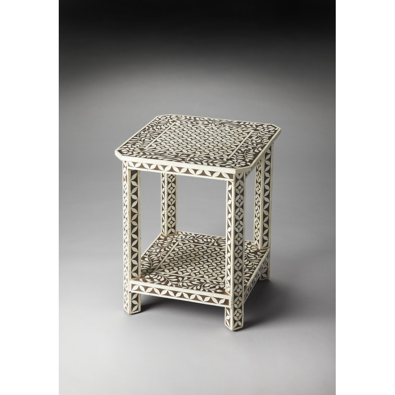 Amelia Brown Bone Inlay Square Side Table