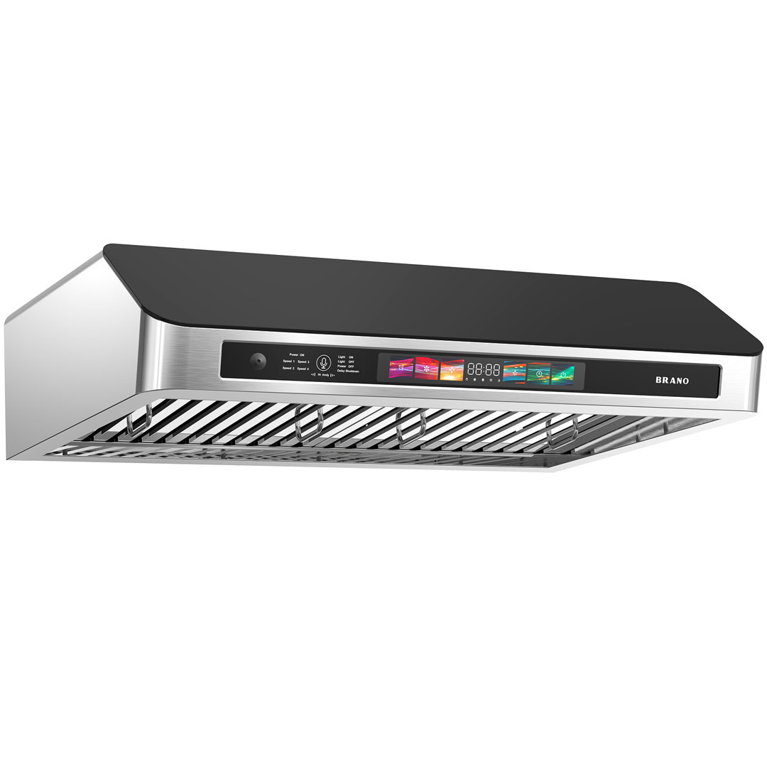 30 Inch Under Cabinet Range Hood with Voice/Gesture/Touch Control, 900 CFM Kitchen Hood Vent with 4-speed Exhaust Fan BRANO