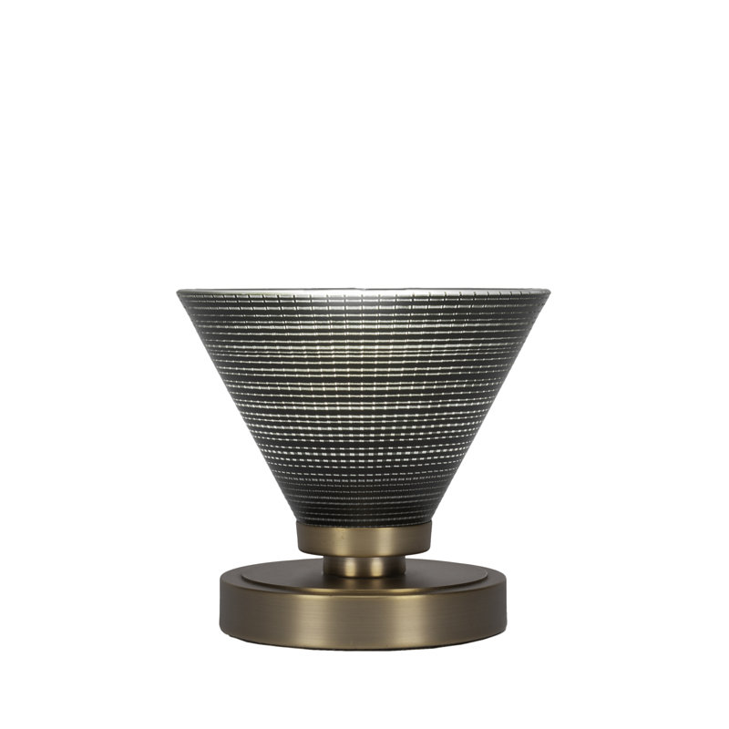 Lampe d'appoint Aneka montrée avec verre matriciel de 7 po, Laiton New Age, Noir