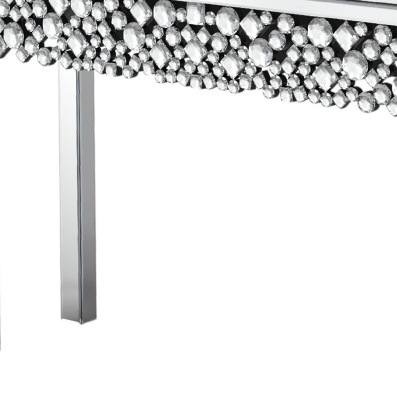 Console 47 po en verre miroitant argenté