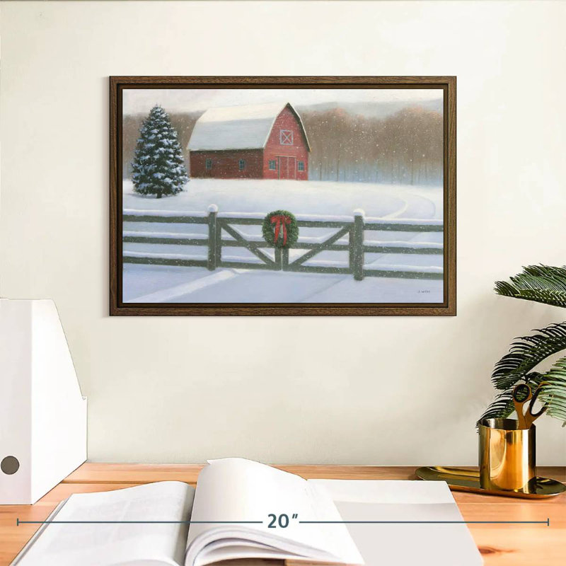 Affinité de Noël VI, 13 po x 9 po, Cadre flottant en noyer