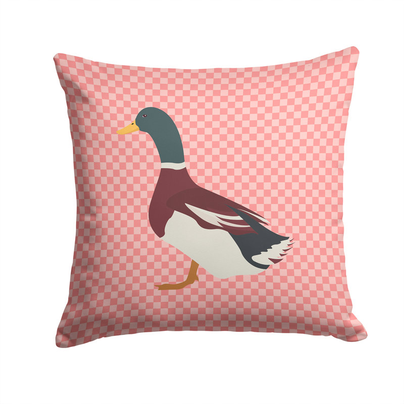Coussin extérieur en tissu éclectique canard check, Rose, 14 po x 14 po