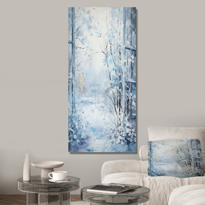 «White and Blue Winter Forest Collage I», art mural paysage d'hiver
