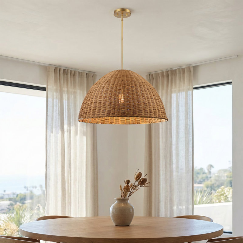 Luminaire suspendu tissé 1 lumière Harmony, H 49,8 po x l 24,49 po x P 24,49 po