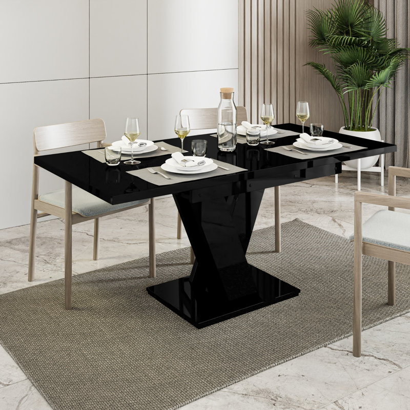 Extendable Dining Table Masiv, Black Gloss