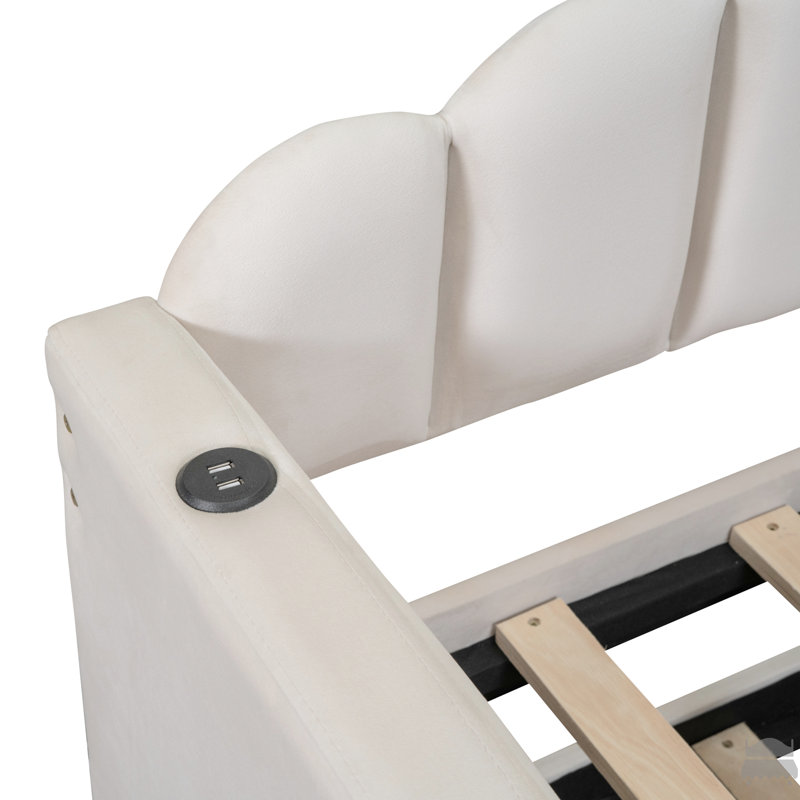 Lit de jour simple rembourré avec couchette, canapé-lit en velours avec ports de chargement USB, aucun sommier nécessaire