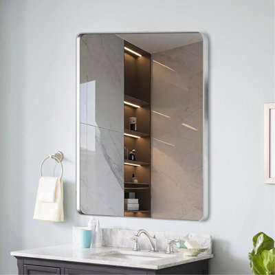 Brushed Nickel Aluminium Frame Bathroom Mirror