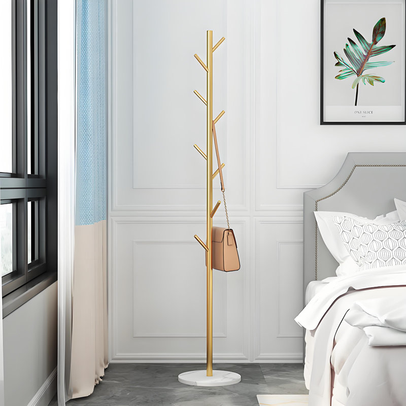 Iron Freestanding 8 - Hook Coat Rack, Yellow