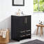 Meuble-lavabo simple 24 po noir avec plateau en céramique