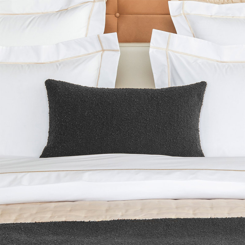 BOUCLETTE Pillow Cover & Insert, Navy, Rectangle 13"H x 22"W