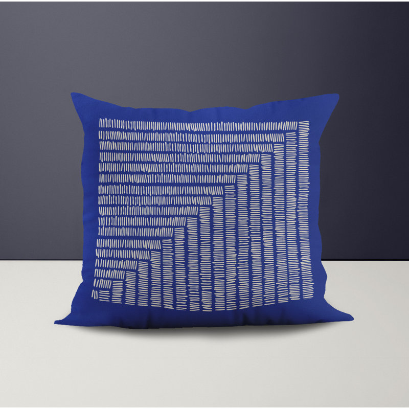 Jeté carré en polyester intérieur / extérieur, L 15 po x H 15 po, Bleu marine