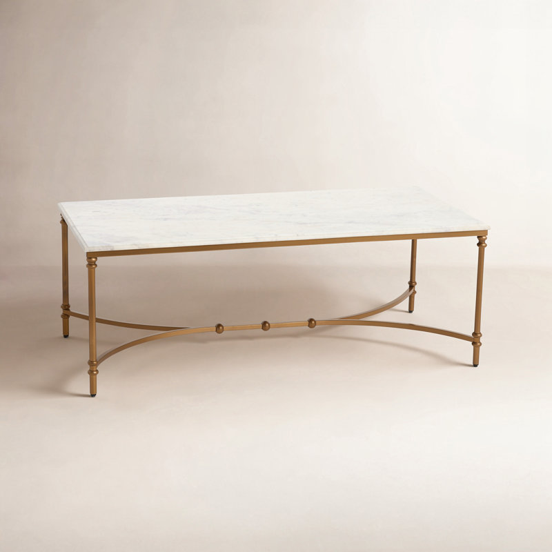Libertine Genuine Marble and Metal Coffee Table, Gold 