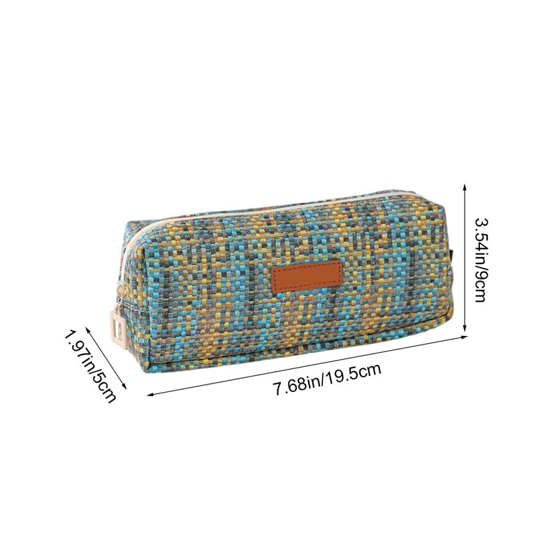 Trousse cylindrique en tissu composite, grande capacité, élégante et luxueuse, pour fournitures scolaires, étui à crayons compact et pratique