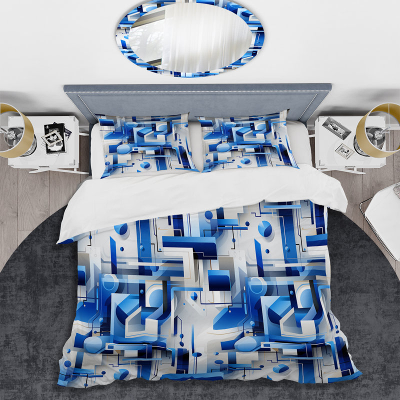 Ensemble de housse de couette géométrique Andreal, Housse de couette pour grand lit et 2 taies décor