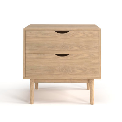Indra 22" H 2-Drawer Wood Nightstand 