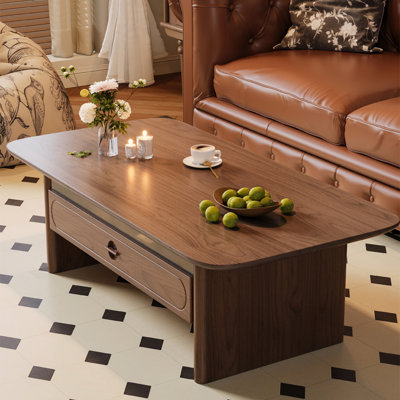 Retro rectangular solid wood coffee table