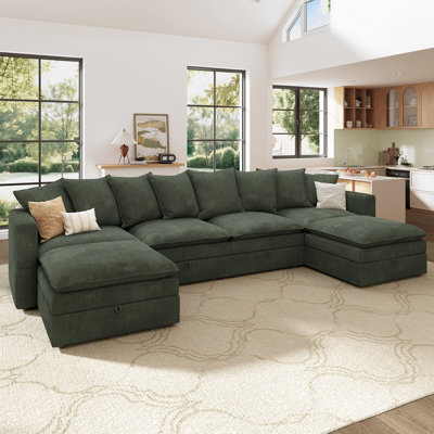 Wynter U-shaped Corduroy Modular Sectional Upholstered Storage Cloud Couch