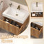Meuble-lavabo mural de 76 cm (30 pouces) avec lavabo simple, grain de bois vertical, chêne naturel.