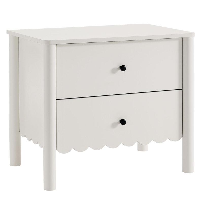 Emmeline Scalloped 2-Drawer Nightstand, White