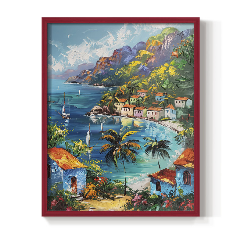 «NAUTICAL Series», impression encadrée en bois massif, H 21 po x l 17 po, Rouge