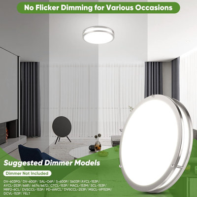 13" LED Flush Mount Ceiling Light Fixture, 3600LM, Modern Ceiling Light, Brushed Nickle Dimmable Ceiling Lamp for Living Room Kitchen,1 Pack