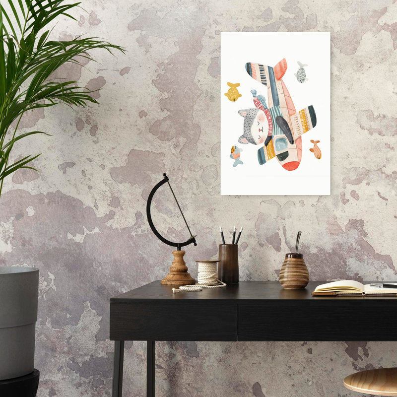 «Whimsical Cat Pilot Colorful Playful Whimsical Cat Fish», impression murale, H 24 po x l 16 po