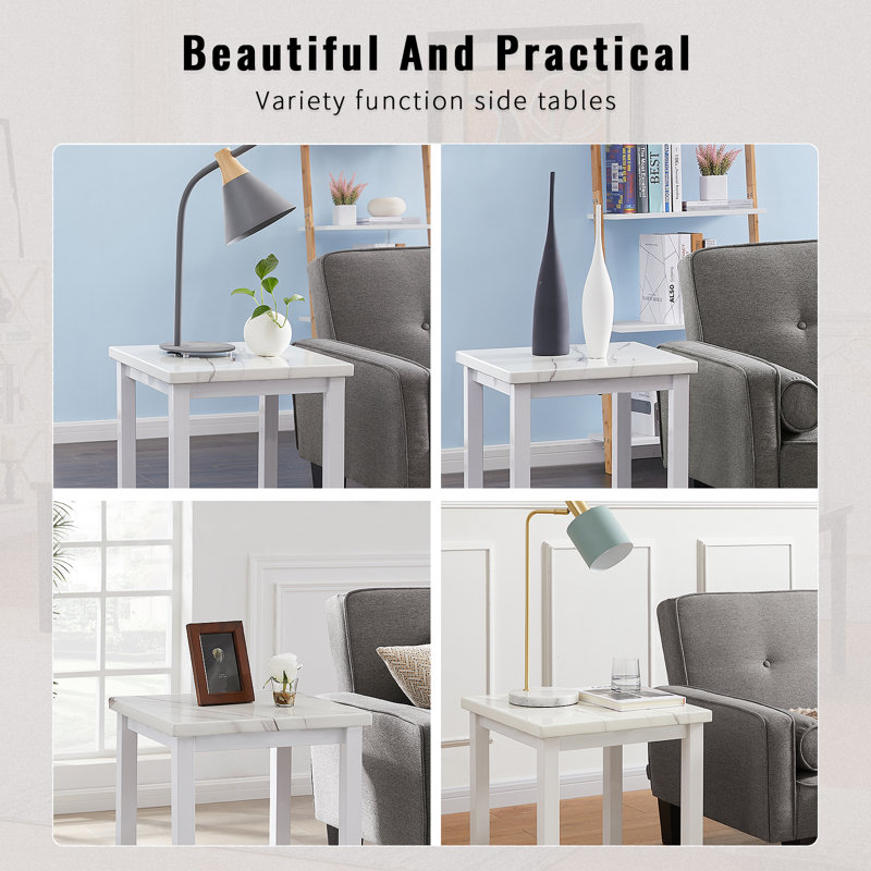 Ensemble de 3 tables basses Crugers, Blanc