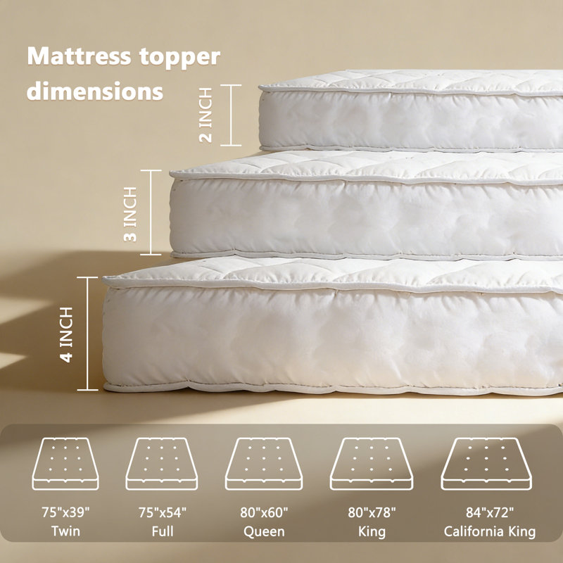 Down Alternative 3" Mattress Topper, 900GSM Hyper-Soft Fill, Mattress Pad for Bed, King, 3"
