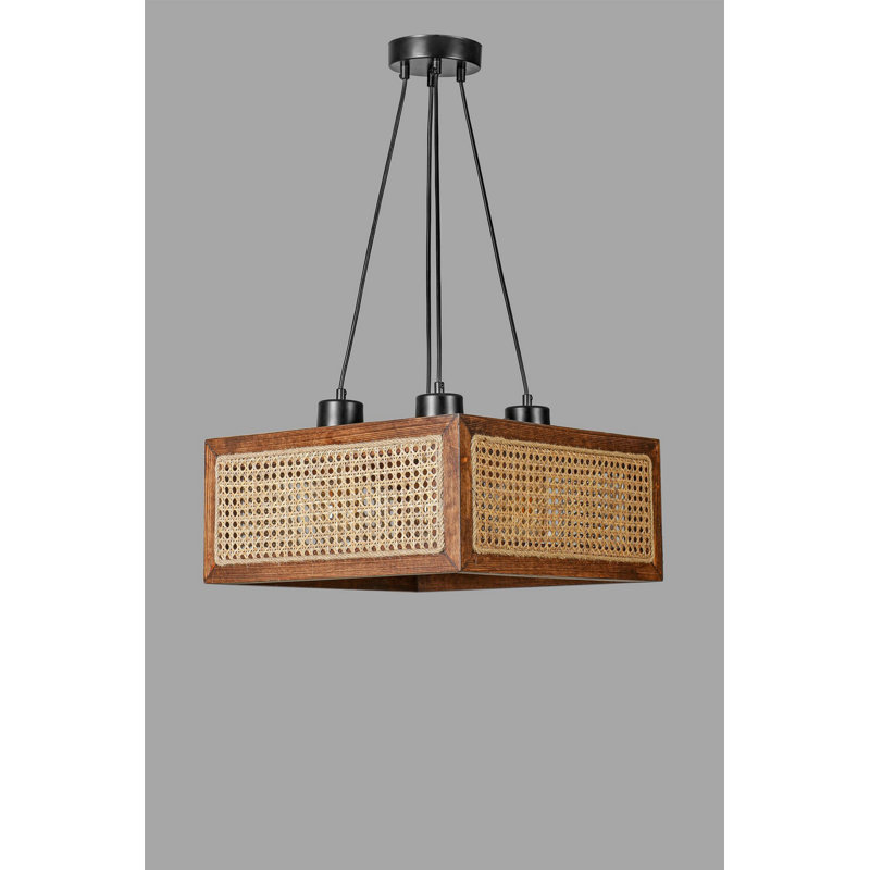 Chandle Chandelier, Walnut/Rattan