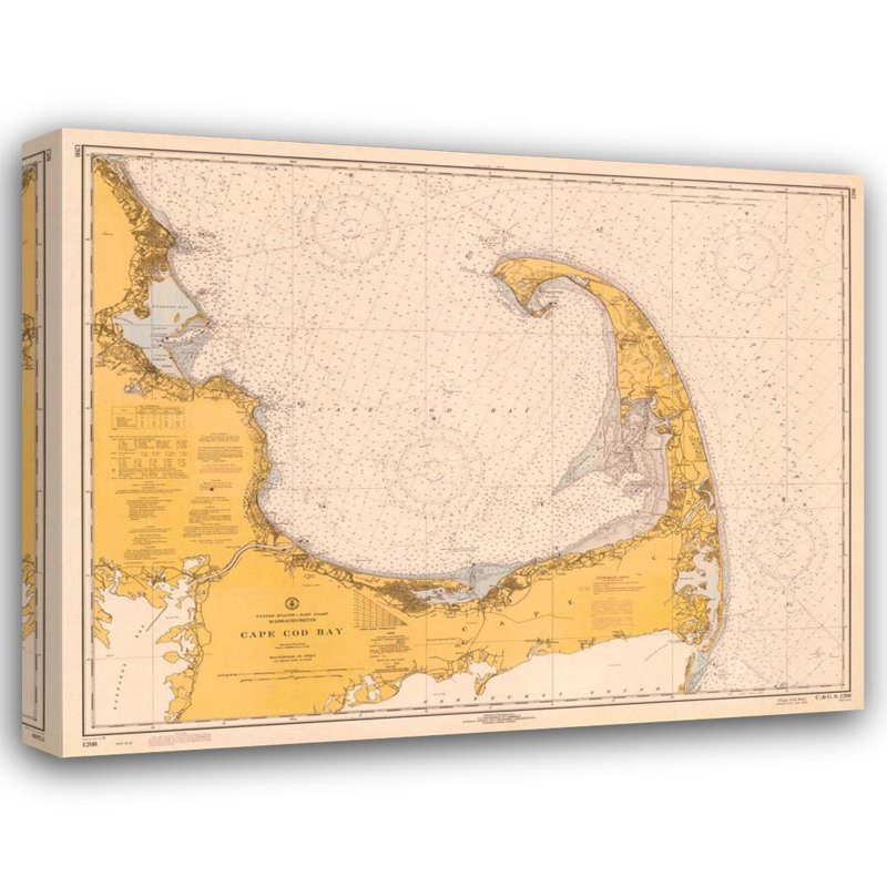 Nautical Chart - Cape Cod Bay ca. 1970 - Sepia Tinted, 36" H x 46" W