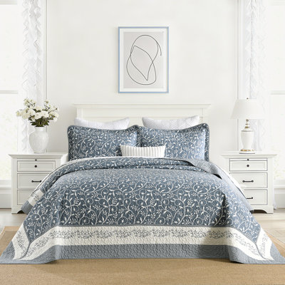 Ensemble de couvre-lit réversible 100% coton 3 pièces 120 po x 120 po