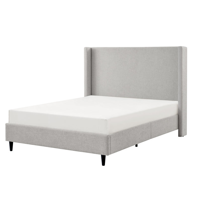 Ana Upholstered Wingback Platform Bed, Gray Canvas, King