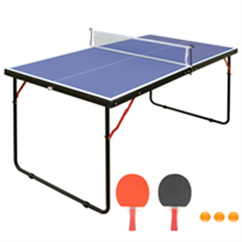 Ensemble de table de ping-pong pliable et portable de 4,5 pi avec filet et 2 raquettes de tennis de table pliable et portable